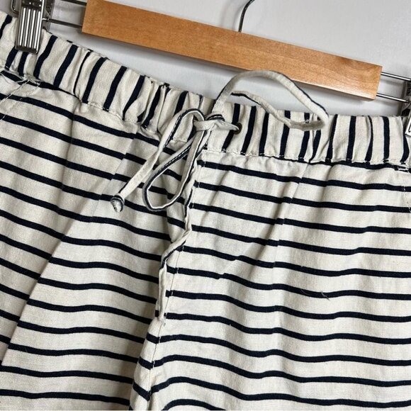 J Crew Factory Womens Size Medium Striped Linen-Cotton Drawstring Short Blue - Picture 5 of 11